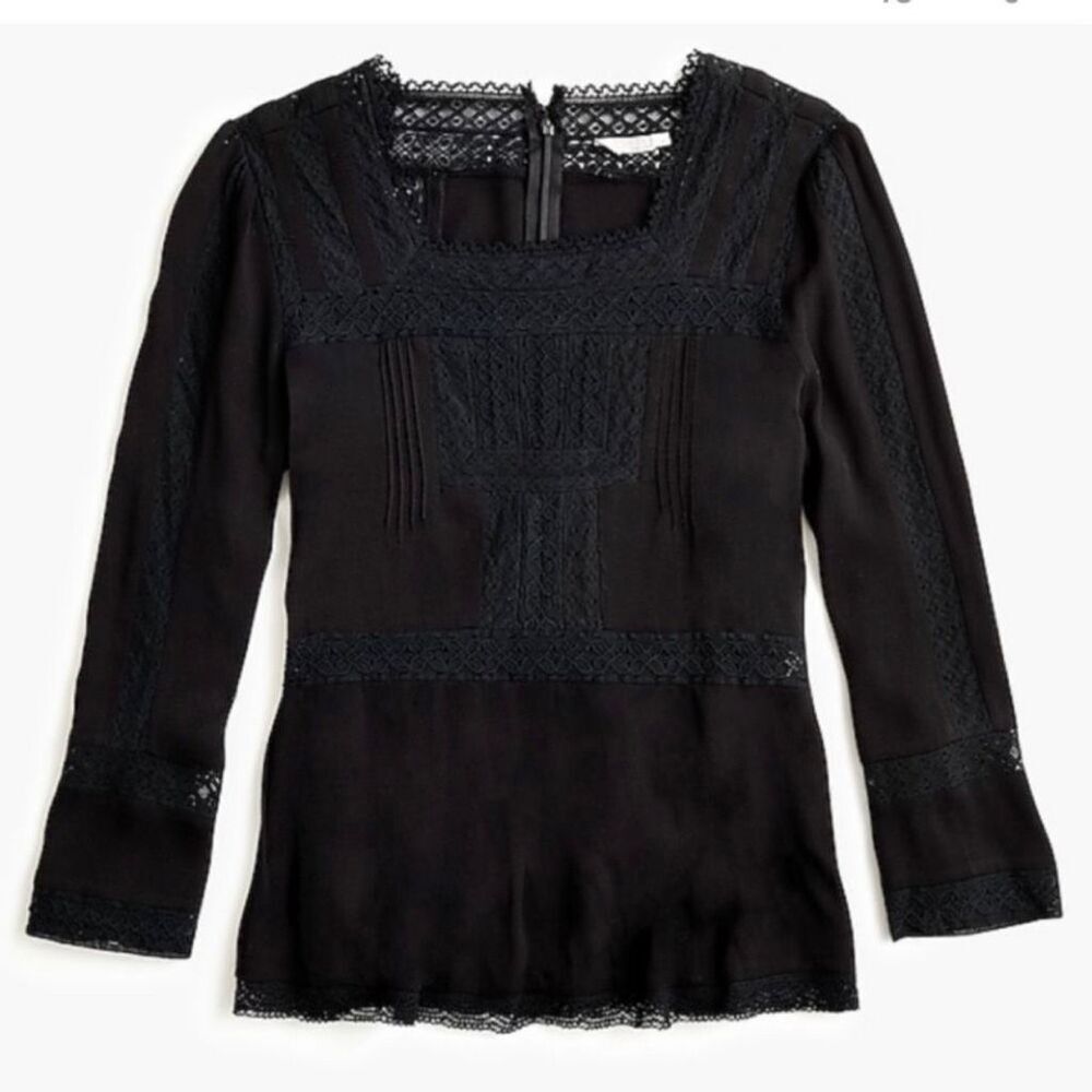 J. Crew Point Sur Lace Inset Peplum Top size 00 NEW Holiday Event Party